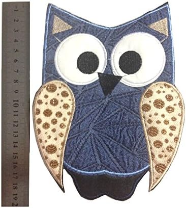 Ching Ching Owl DIY Novelty Applique Patches (Iron-on or Sewing) (Leather like (H19xW13cm))