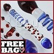 Red Pearls Blue Swirl Double Headed Glass Dildo