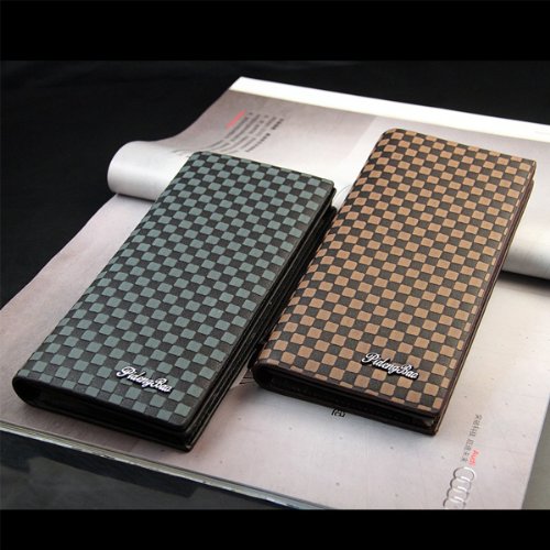 Men Bifold Leather Long Design Billfold Check Card Wallet Purse