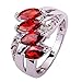 Psiroy 925 Sterling Silver Stunning Created Gorgeous Women's 5mm*3mm Marquise Cut Garnet Filled Ring