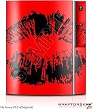 Sony PS3 Skin Big Kiss Lips Black on Red