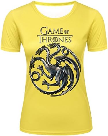 Customized Poly Cotton Comfortable Game Of Thrones Female T-shirt Yellow