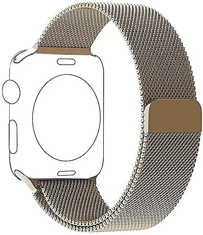 Apple Watch Band, Knnke Fully Magnetic Closure Clasp Mesh Loop Milanese Stainless Steel Bracelet Strap for Apple iWatch Sport &amp; Edition 42mm (Golden)