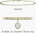 10 Karat 10 Yellow Gold Flat Gucci Style White Stone Heart Charm Anklet