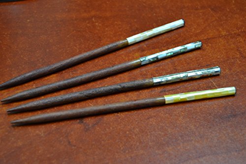 4 Pcs Assort Mother of Pearl Wood Hair Stick Pins