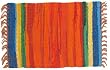 Durable Hand Woven 100% Cotton Colorful Orange Striped Rag Placemat 12x18 Inches Set / 6