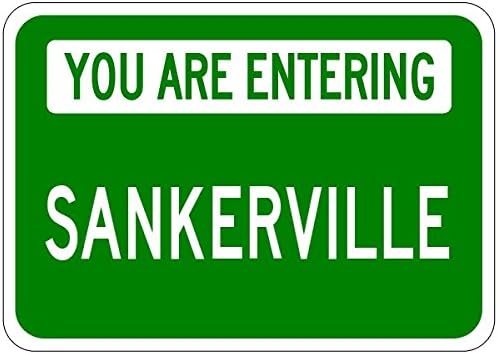 You Are Entering SANKERVILLE - Personalized SANKER Last Name Aluminum City Sign - 10 x 14 Inches