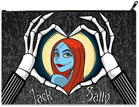 Female X-Large Size Cosmetic Makeup Bag Coin Purse Pouch Cash Bags With Jack Skellington Print.