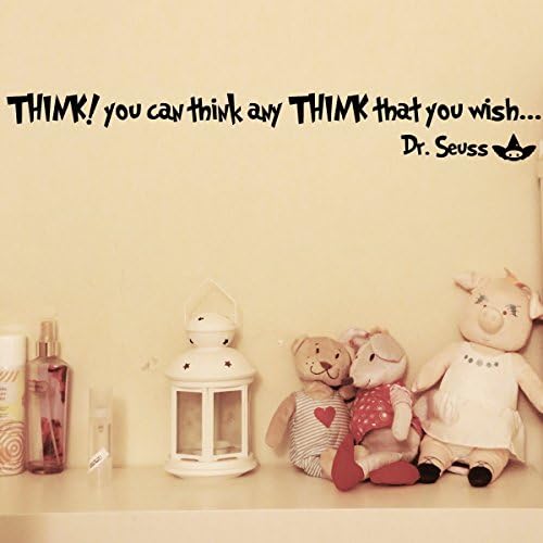 By Decorainbow-"THINK! you can think any THINK that you wish..." Dr.seuss Home Decoration wall window computer car bumper decal sticker A05