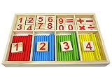 Habba-Babba Montessori Mathematik Spielzeug aus Holz zum Zahlen lernen mit Rechen-Stäbchen, Bunt / Natur ab 3 Jahre für die frühe Motorik Entwicklung & Ausbildung ihres Kindes
