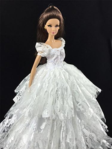 White Wedding Clothes Gown Made Fit for Barbie Doll