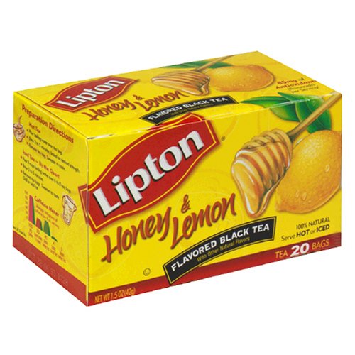 Lipton Black Tea, Honey & Lemon, Tea Bags, 20-Count Boxes (Pack of 12) by Lipton
