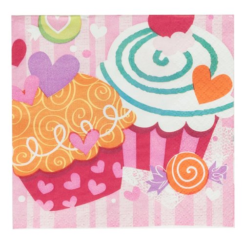 Valentine's Day Cupcake Hearts - Beverage Napkins (16) Party Supplies