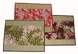 Altar Mat or Place Mat - Tatami w/Japanese Kimono Silk Floral Print Accent