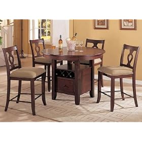5pc Contemporary Counter Height Dining Table and 4 Bar Stools Set by visiondecor Furniture