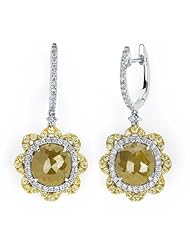 6.03ct 14k Two-tone Gold White, Fancy and Rough Diamond Earrings
