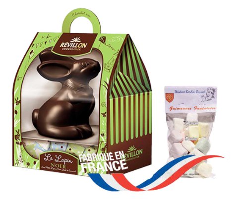 french rabbit dark chocolate and little rabbits 300 gr-le lapin en chocolat noir et ses petits lapins REVILLON + 1 bag of Marshmallows Théodore Bardin-Cuinet