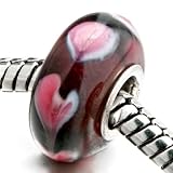 Fleur rose noire en verre de Murano Perle - Pandora Chamilia Perles Biagi Charmes & Bracelet Compatible