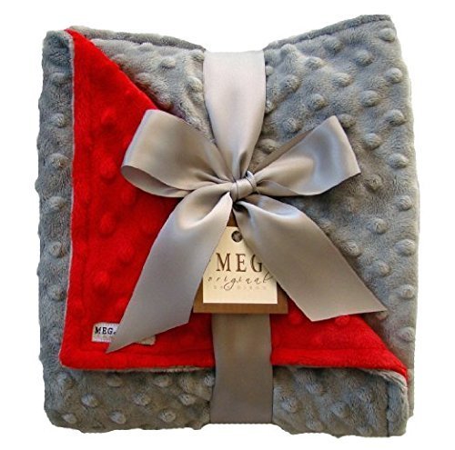 MEG Original Minky Dot Baby Baby Blanket Red/Gray