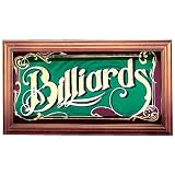 Mirrored Billiards Sign w/Wood Frame