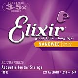 Elixir - Cordes pour les guitares folk, acoustiques et électro acoustiques NANOWEB ACOUSTIC 10/47 XL _ 11002