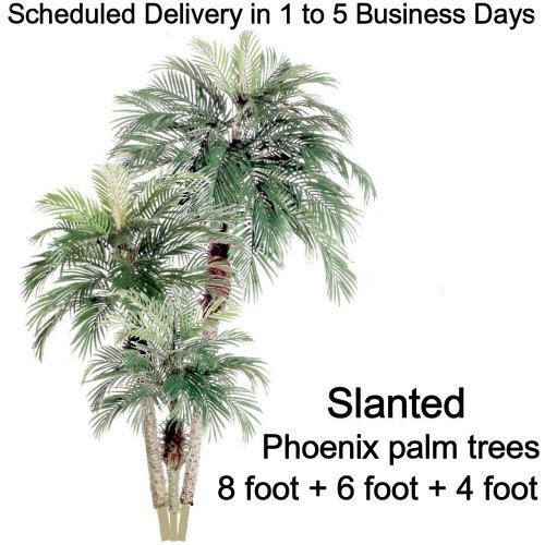 8 foot + 6 foot + 4 foot Silk Artificial Triple Phoenix Date Palm Tree Plants On Sale