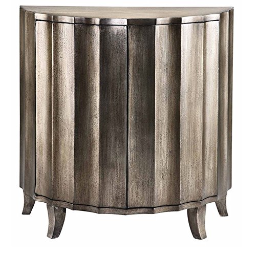 Stein World 28256 Demilune Cabinet with Two Touch Latch Doors in Hand Painted Textured Metallic