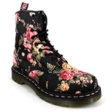 Dr Martens 1460 W 8 Eylet Victorian Flowers Womens Leather Boots - Black