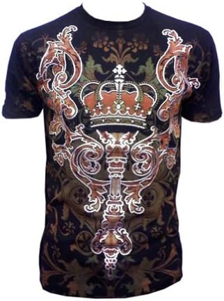 Pinnacle Metallic Silver Embossed Crown Muscle T-shirt Black Silver 3XL