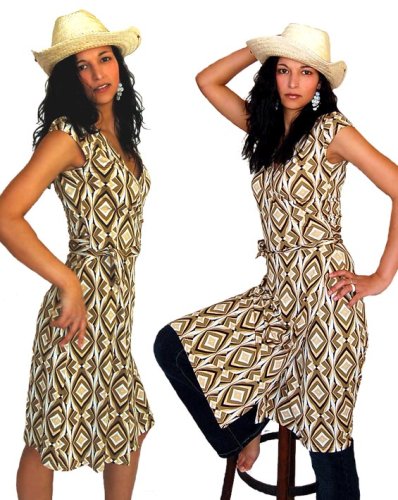 Wickel-Kleid in den Trendfarben Braun-Khaki Wickelkleid