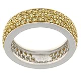 Sterling Silver Gold Overlay Yellow Cubic Zirconia Eternity Band Ring by Charles Winston