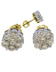 1 Carat Round Flower Diamond Stud Earrings