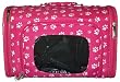Designer Dog Carrier-Raspberry w/ White Paw Prints