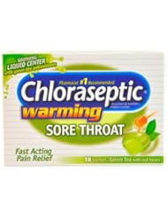 Chloraseptic Green Tea Warming Sore Throat Lozenges, 18 Count