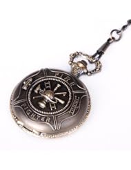armel Pocket Watch Quartz Movement Bronze Fire Fighter Case with Chain Full Hunter