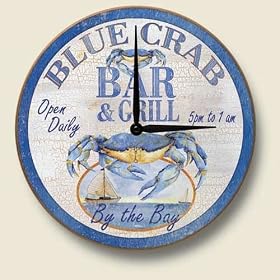 Blue Crab Bar and Grill Wall Clock by Artworks Home Accents
