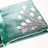 Pochette &agrave; Bijoux en Soie Brod&eacute;e - Commerce Equitable - Vert Emeraude
