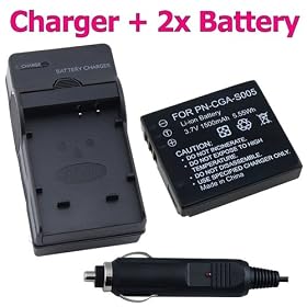 eForCity 2 x FOR Panasonic CGA-S005 / CGA-S005E Compatible BATTERY + Battery Charger for Panasonic LUMIX DMC-FX10 / DMC-FX10A / DMC-FX10EB-S / DMC-FX10EF-S / DMC-FX10EG / DMC-FX10EG-A / DMC-FX10EG-S / DMC-FX10P / DMC-FX10S / DMC-FX12 / DMC-FX12EB-S / DMC-FX12EF-S