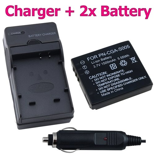2 x FOR Panasonic CGA-S005 / CGA-S005E Compatible BATTERY + Battery Charger for Panasonic LUMIX DMC-FS1 / DMC-FX01-A / DMC-FX01BB / DMC-FX01BS / DMC-FX01EB-K / DMC-FX01EB-S / DMC-FX01EB-W / DMC-FX01EF-A / DMC-FX01EF-K / DMC-FX01EF-S / DMC-FX01EF-W / DMC-FX01EG / DMC-FX01EG-A / DMC-FX01EG-K / DMC-FX01EG-S / DMC-FX01GK / DMC-FX01K / DMC-FX01P / DMC-FX01S / DMC-FX01W / DMC-FX07 / DMC-FX07EF / DMC-FX07EG / DMC-FX07EGM Digital Camera