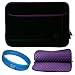 Black with Purple Trim Extra Pocket Scratch and Water Resistant Micro Suede Nubuck Sleeve Case with Interior Bubble Padding for ASUS U36JC-B1 13 inch Notebook Laptops + SumacLife TM Wisdom Courage Wristband