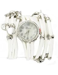 Geneva Platinum Womens Rhinestone Multi-strand Wrap-around Watch-White