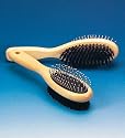 Trixie double sided wooden handled dog brush