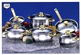 Karcher 110880 Kochtopf Set Basel - hochwertiges 12-teiliges Edelstahl Kochtopf Set mit Schmorbratenpfanne und Glasdeckel mit Dampfaustritt - Induktionsgeeignet