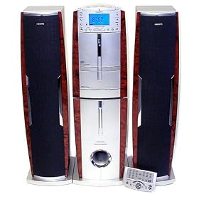 HH Scott SJ510 Freestanding CD/Cassette Tower Music Center (Silver/Burlwood)