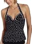 Calvin Klein Women's Dot Print Sweetheart Tankini Swimsuit Top,Black,8C