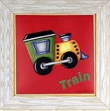 Train Kids Boys Room Decor Art Red Framed Print Picture