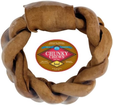 Chunky Chews® 8" Beef Braided Rawhide Ring for Large Dogs