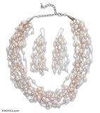 Pearl jewelry set, 'Cool Mist' 0.8