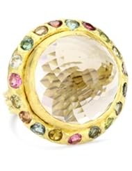 Julieli "Metaform" 18k Gold Smoky Quartz and Tourmaline Shva Ring
