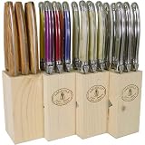 Laguiole Jean Dubost steak knives in wood block set of 6 ~ 3 different colors